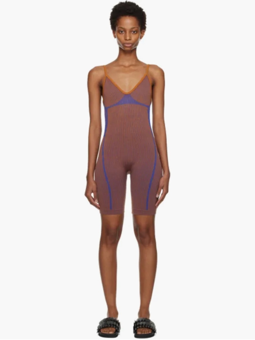 Nagnata Brown Jumpsuit with Blue and Orange Trim